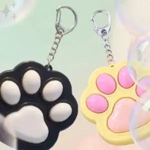 고양이 발바닥 모양 키링 열쇠고리 클리커 피젯 장난감 스트레스 해소 휴대용