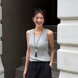 [메이블루]골지 U넥 슬리브리스