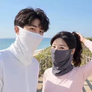 2개 귀걸이형 마스크 등산 골프 햇빛 자외선 차단 얼굴 목 쿨 냉감 커버 가리개