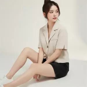 여성 반팔 자켓 데일리 캐주얼 여름 여성 크롭 자켓 코튼