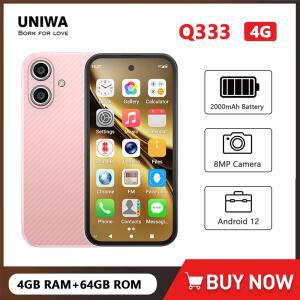 UNIWA Q333 4G 풀밴드 미니 스마트폰 안드로이드 4GB+64GB 휴대폰 2000mAh 얼굴인식 WhatsApp GPS 소형폰 T