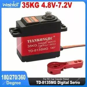 TD-8135MG 디지털 서보 모터 35KG 360 학위 방수 대형 토크 각도 제어 가능한 코어리스 RC 자동차 항공기