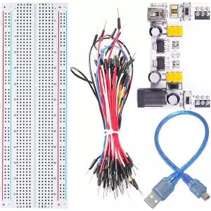 DKARDU DC 5V/3.3V 2채널 브레드보드 전원 모듈 미니 USB 인터페이스 MB-102 브레드보드+무인 유연 점퍼