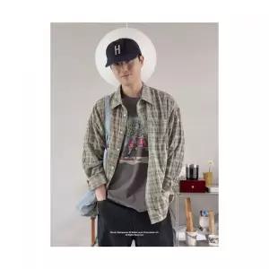 에잇세컨즈 컬러 체크 셔츠 카키 538939