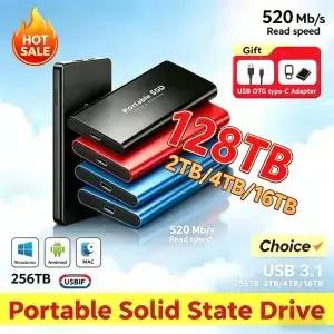 초슬림 휴대용 솔리드 스테이트 드라이브 4TB 외장 SSD 고속 USB32 하드 대용량 저장장치 노트북 PC A용