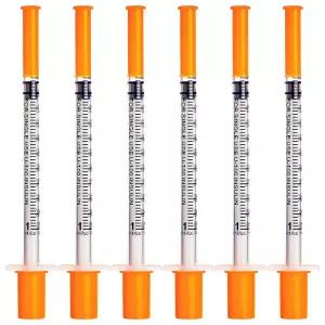 주사기 1ml /cc 30 게이지 1 /2인치 13 일회용 실험실 캡 20팩