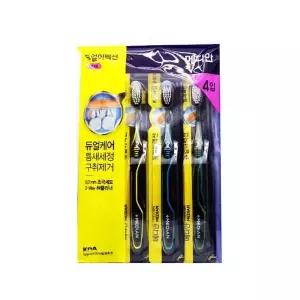 검은색 칫솔 4입 듀얼 메디안 치과칫솔 미세모 부드러운 검은
