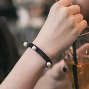 (옵션 진주머리끈5볼-블랙)진주 방울 헤어끈 머리끈 헤어링 악세사리 진주헤어끈 헤어악세사리 고무줄머리