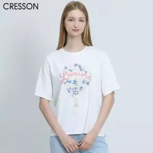 크레송 플라워 벌룬 프린팅 반팔 티셔츠