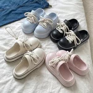 [더봉]둥근앞코 운동화 끈 장식 샌들 슬리퍼 4컬러 9033