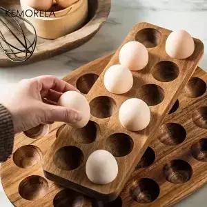 KEMORELA PCS 현대 나무 계란 보관 상자신선한 다중 구획 주방 주최자 홈 요리 베이킹에