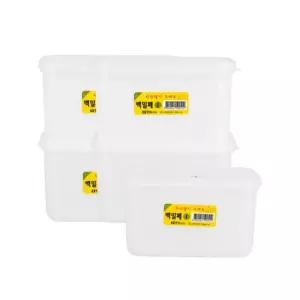 밀폐 용기 1호5개세트 국산 직사각형 투명 냉장고 주방 정리 수납 위생 견고 김치 대형백색밀폐 식재료보관