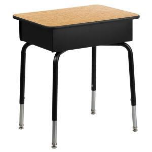 FLASH FURNITURE BILLIE 학생용 책상 - 깊이 있는 45.7CM(24인치 너비 학습을 높이 또는 조절 내구성 X 위한 61CM 오픈 원격 가능, 학교 18인치) 내추럴 프론트 메탈