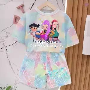 케이팝 데몬헌터스 반팔티 티셔츠 초등학생 키즈 라운드 유아 캐릭터 미라 캐쥬얼 여아 여름