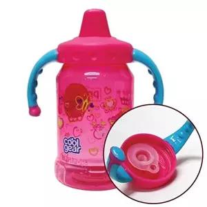 고품질 그래픽 핸들 스파우트 빨대컵 아기 물통 350ml 핑크 아기물병 애기물병 유치원물통 W4311A4