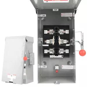 Lezbanz 수동 전환 스위치 100암페어 NEMA 4X 가정용 발전기용 헤비 듀티 더블-스로우 120/240볼트 24000W
