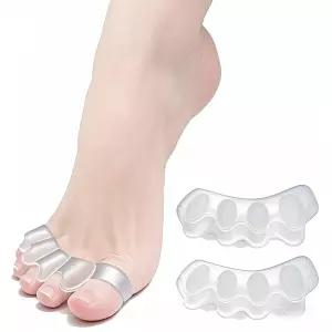 발가락 분리기 - 실리콘 엄지 교정기 발 망치 부니온 및 말린 남녀 모두를 위한 투명 조절 가능한 1쌍 2PCS