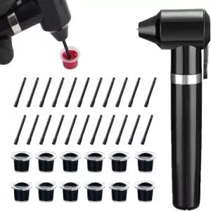 타투 잉크 믹서 기계 키트 - 용품용 50Pcs 믹싱 스틱과 11mm 캡이 있는 가콘프 안료 블랙 컬러 전기
