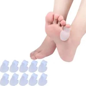 5쌍의 핑키 발가락 쿠션 부목 리틀 분리기 루프가 있는 스트레이트너 걷기 달리기 물집 예방 옥수수 를