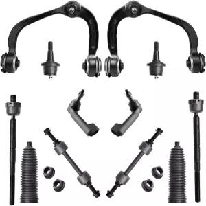 ASTARPRO 12pcs 전면 상부 컨트롤 암 및 하부 볼 조인트 + 스웨이 바 링크 내부 외부 타이 로드 엔드