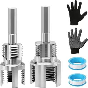 5PC 이중 기능 PVC 파이프 나사산 키트 - 가정용 1/2인치 및 3/4인치 플라스틱 내부 외부 도구