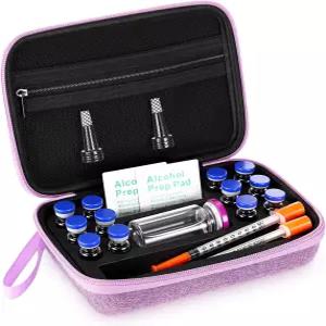 아셀레직 펩타이드 케이스 12x3ml 바이알 보관 Bac 워터 Glp1 인슐린 냉장고 홀더 소독 물티슈 및 기타