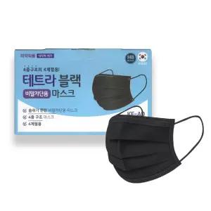 테트라 블랙 비말차단 KF-AD 4중 마스크 50매 대형