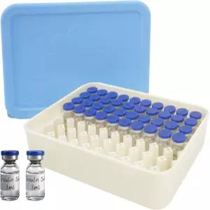 3ml 바이알 펩타이드 보관 케이스 70슬롯 하드 쉘 및 인슐린 홀더 부드러운 인서트 실리콘 뚜껑 - 냉동실