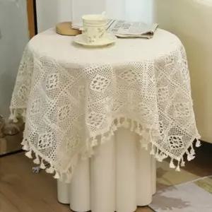 레이스 장식 테이블보 협탁보 90x90cm 빈티지 복유럽 레이스테이블보 2인용식탁보