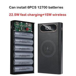 파워 뱅크 홀더 DIY 쉘 케이스 21700 배터리 보관 정리 충전기 박스 듀얼 USB LED 조명 포함