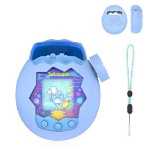 KONXISA Tamagotchi Paradise 케이스 커버 부드러운 실리콘 보호 케이스 게임 기계용 끈이 있는 방진 충격 방지 라이트 블루