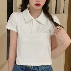 여성 하트패치 맞춤 크롭 반팔티 1P 여름 카라 심플