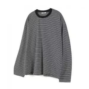 엑스컨테이너 오버핏 스트라이프 롱슬리브 티셔츠 (BLACK) 2009599