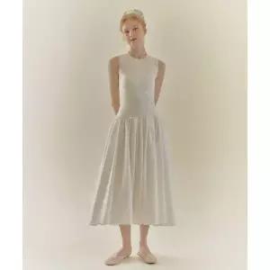 NINACOSTA KNIT WOVEN MIXED DRESS_Ivory 2297772