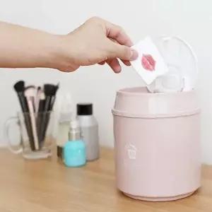(색상 베이지)미니멀리즘 책상 기본형 화장대 베드룸 원터치 예쁜캔 휴지통