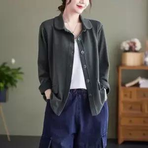 여사친 봄 카디건 쇼트 긴팔 칼라 빅사이즈 슬림핏 가디건 원픽1