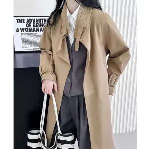 가을 빈티지 여친 코트 트렌치 오렌지 루즈핏 MF3