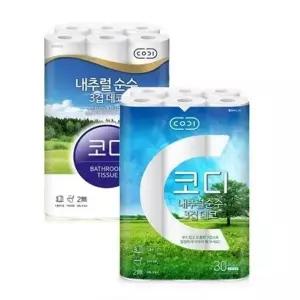 고품질 코디 3겹 롤화장지 이사 집들이 롤티슈 휴지 30롤 두루마리화장지 (WCA0FB6)