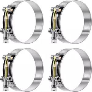 Tnisesm 4Pcs 1 T-볼트 호스 클램프 304 스테인리스 스틸 헤비 듀티 모음 세트 작업 범위 32-37mm 1인치 ID