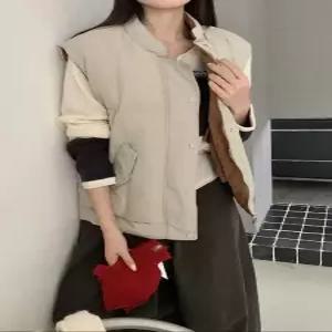 여친 빈티지 캐주얼 민소매 다운 조끼 보온 패딩조끼 양면 하이넥 원픽1