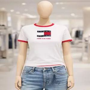 타미힐피거 타미진 캐주얼 플래그 노벨티 링거 반팔 티셔츠 여성 TOMMYBSTTO048W1 220927