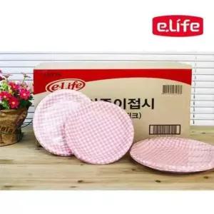 종이그릇 이라이프 종이접시 180 일회용 칼라종이접 핑크200p