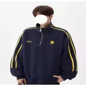남사친 가을 빈티지 후드집업 점퍼 스트라이프 차이나 커플 맨투맨 반집업 상의 트레이닝 코트 원픽3