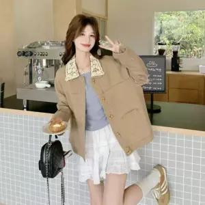 여사친 연두 데님 빈티지 캐주얼 봄 칼라 재킷 코트 원픽1