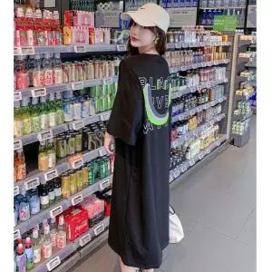 여사친 원피스 여름 붐 빅사이즈 위 프린트 조끼 롱스커트 임산부 무릎 반팔 원픽2