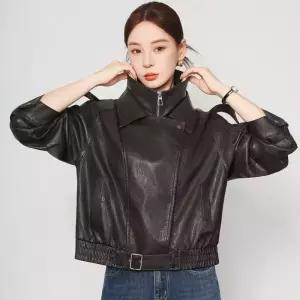 블랙팬서 여성용 봄가을 양가죽 코트 OPH3