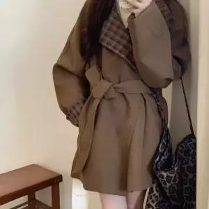 블랙팬서 여사친 하프 모직 가을 차이나 브라운빈티지 트렌치 코트 OPH3