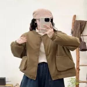 앤트맨 캐주얼 가을 빈티지 여친 포켓 야구점퍼 솔리드 라운드 빅 다운 OPH3