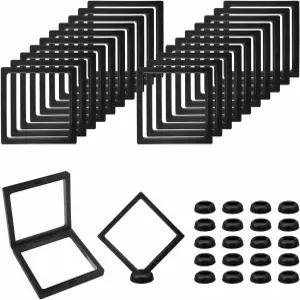 PEFECOP 블랙 3D 플로팅 프레임 베이스가 있는 4.3 x 0.8 인치 코인 디스플레이 케이스 챌린지 AA 리온