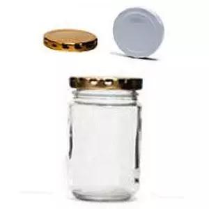 200ml 투명 원형 유리병 골드 뚜껑 빈병 잼병 과일청 소분 밀폐용기 주방수납 투명공병 반찬용기